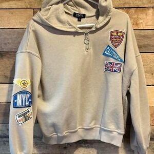 Vinyl Icons Women S Hoodie Sweatshirt Travel Theme Cotton Poly Cozy 1/4 Zip